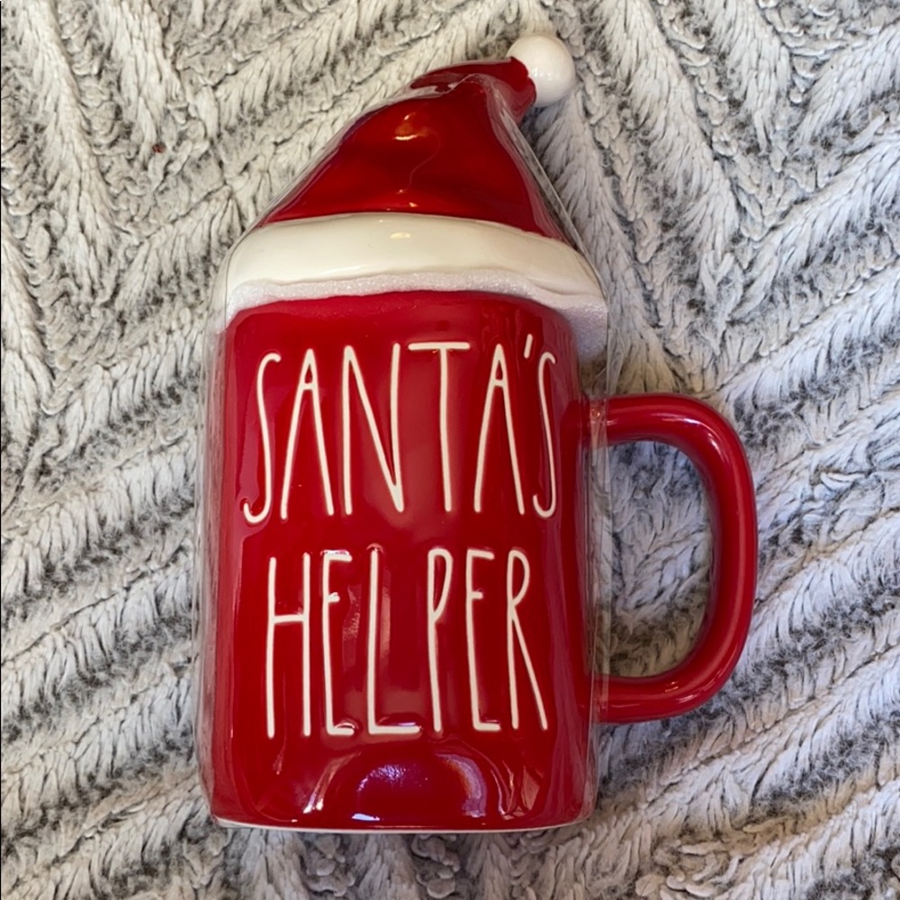 Rae Dunn Santa’s Helper Mug Santa Hat Topper Red